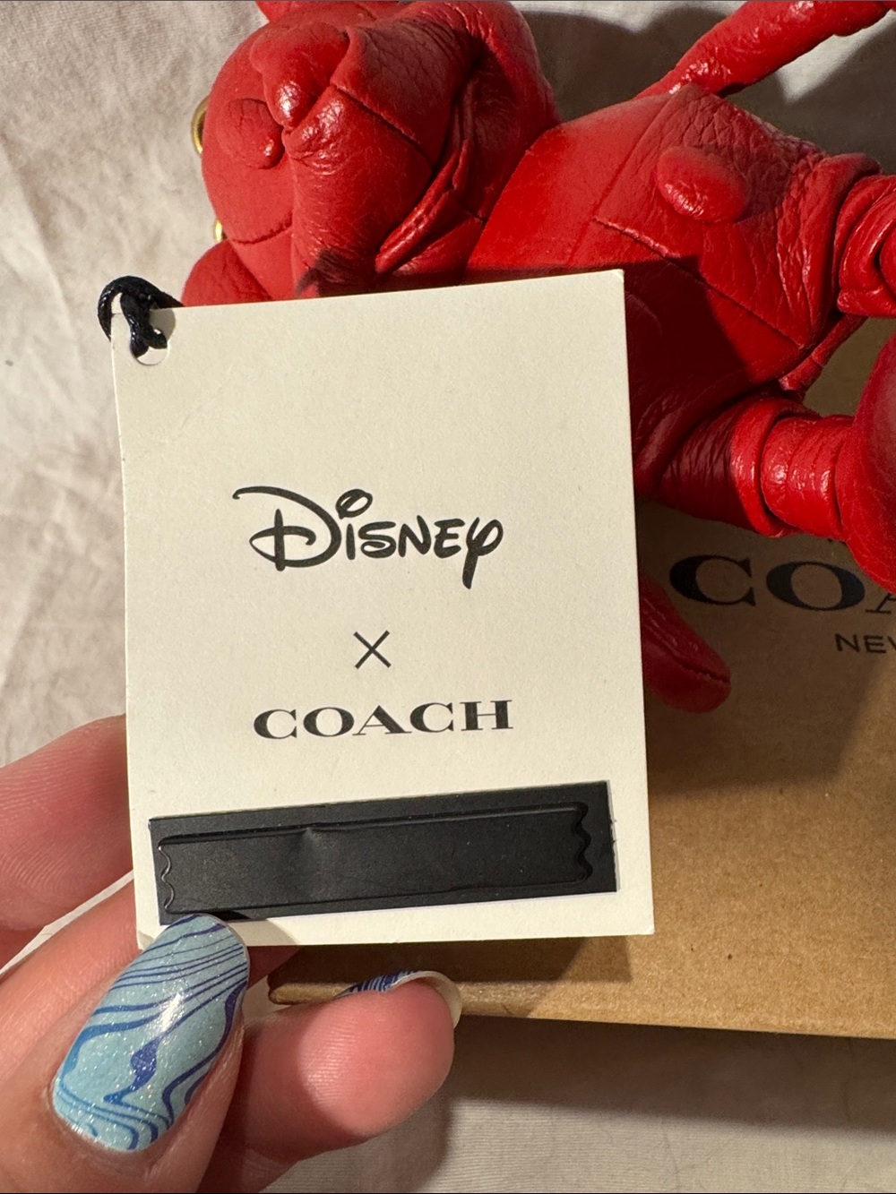NWT Disney X Coach Red Leather Mickey Mouse Bag Charm - Picture 7 of 7